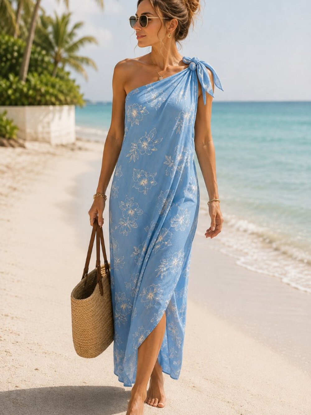 High Noon Hawaii Floral Sarong Cover Up Pareo Maxi Made USA